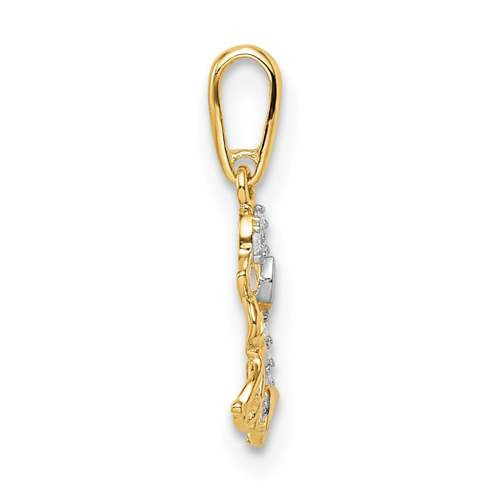 14k Yellow Gold & Rhodium Madi K CZ Dog & Puppy Pendant