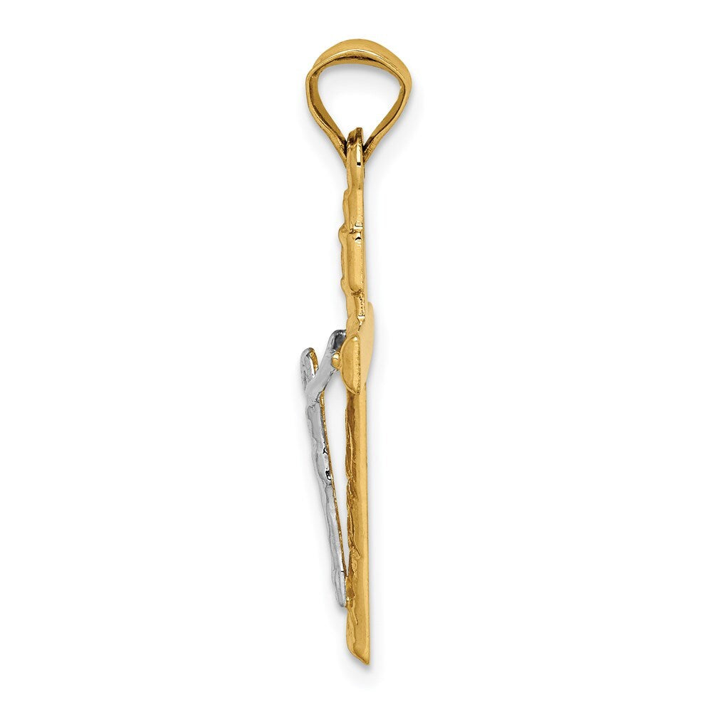 14k Two-tone Gold Crucifix Pendant for Women