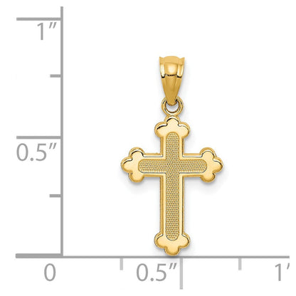 14k Yellow Gold Gold Polished Small Budded Cross Pendant for Women