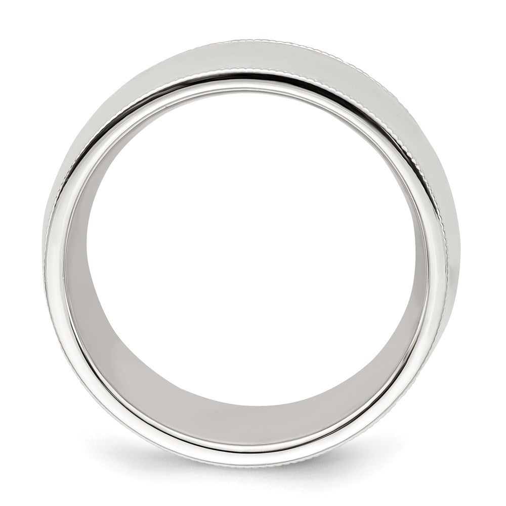 Sterling Silver 10mm Comfort Fit Half Round Milgrain Size 7.5 Band Ring