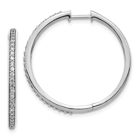 14k White Gold Diamond Hinged Hoop Earrings