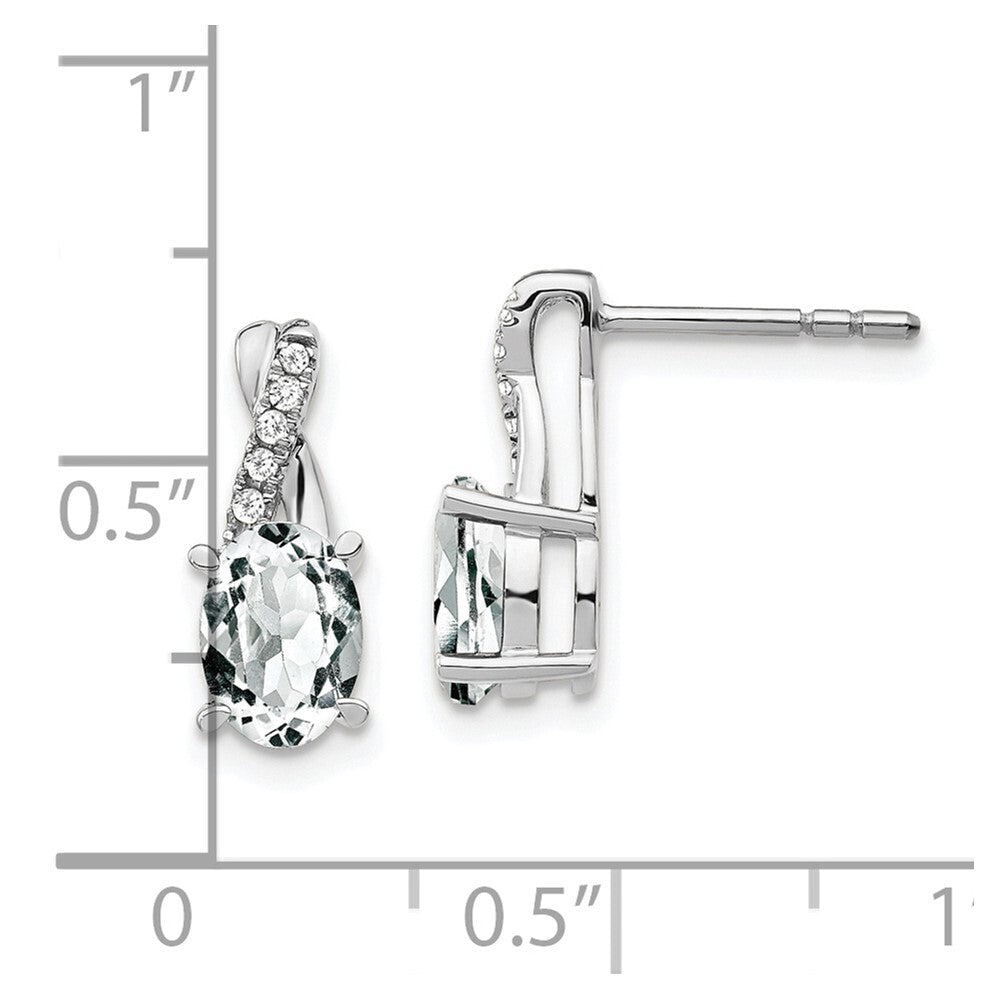 14K White Gold White Topaz and Diamond Drop & Dangle Earrings