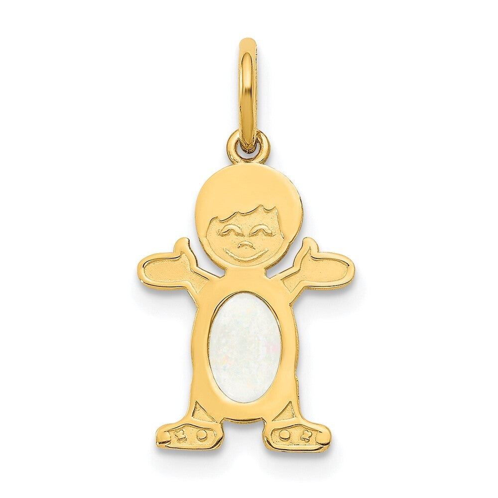 14k Yellow Gold Boy 6x4 Oval Genuine Opal-October Pendant for Women