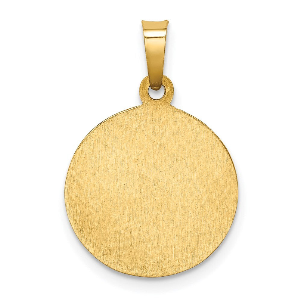 14k Yellow Gold Polished and Satin St Francis of Assisi Medal Hollow Pendant