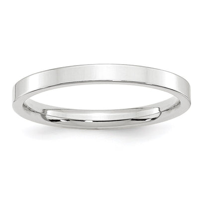 14k White Gold 2.5mm Standard Weight Flat Comfort Fit Wedding Band Size 6