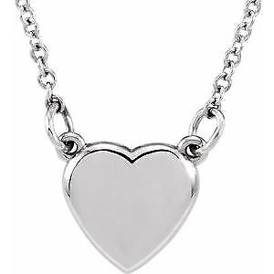 14k White Gold Heart 18" Necklace Gift for Women