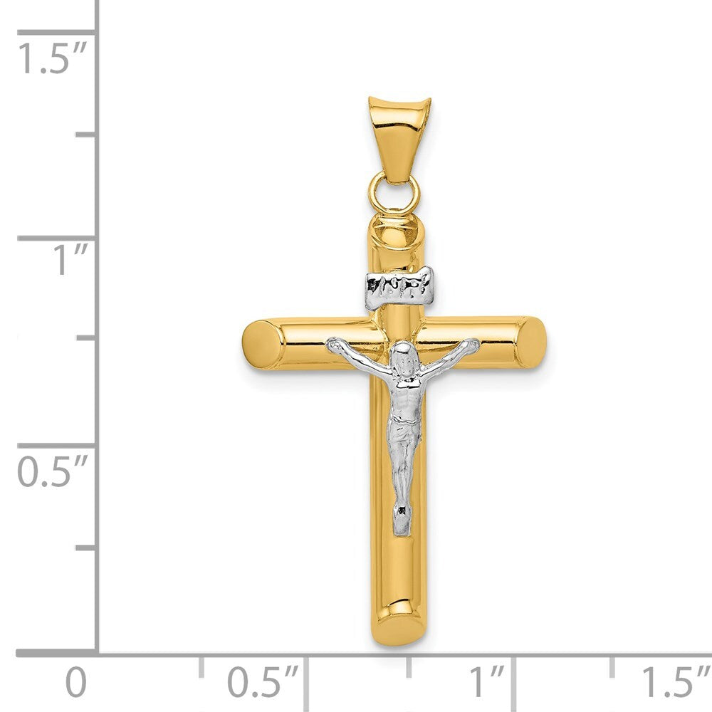 14k Two-tone Gold Polished Crucifix Pendant for Women