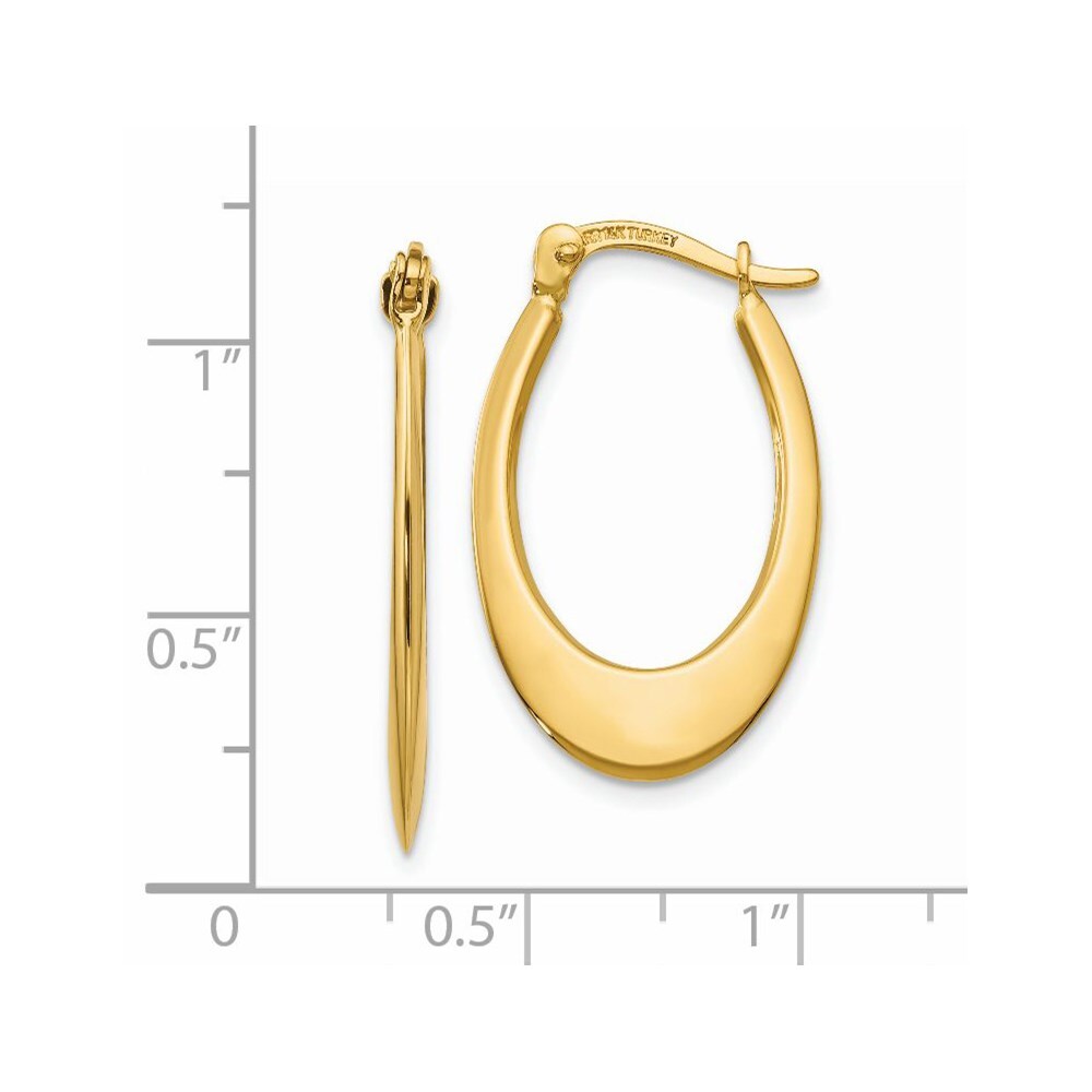 14k Yellow Gold Polished Hoop Earrings Gift for Women
