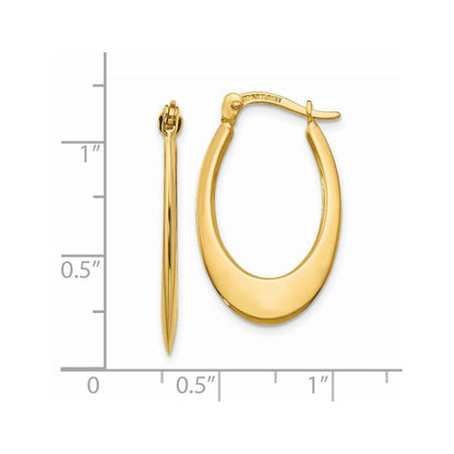 14k Yellow Gold Polished Hoop Earrings Gift for Women