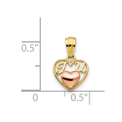 14k Two-tone Mini I LOVE U Charm