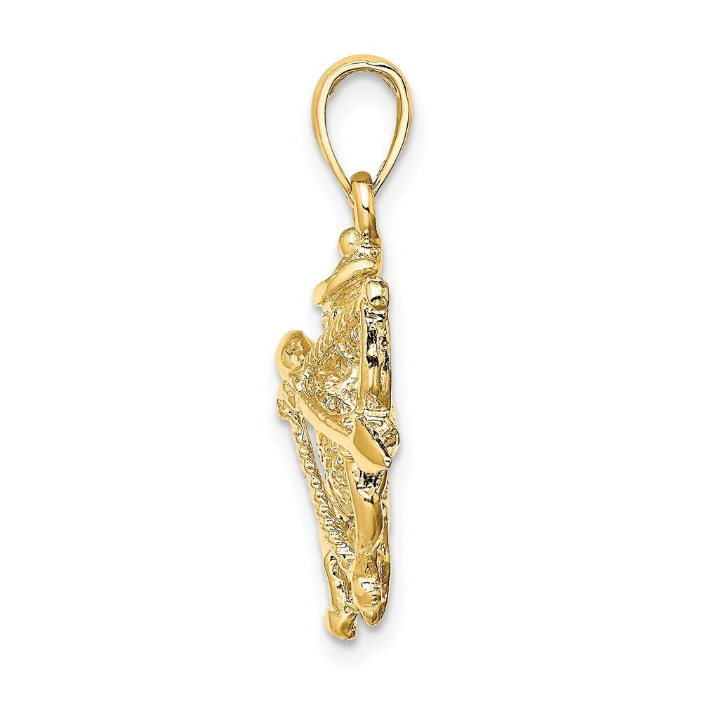 14k Yellow Gold Large Sagittarius Zodiac Charm Pendant for Women