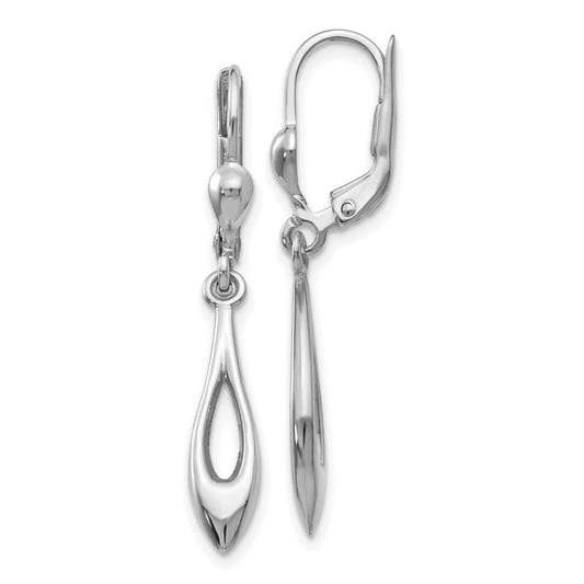 14K White Gold Polished Drop Dangle Earrings