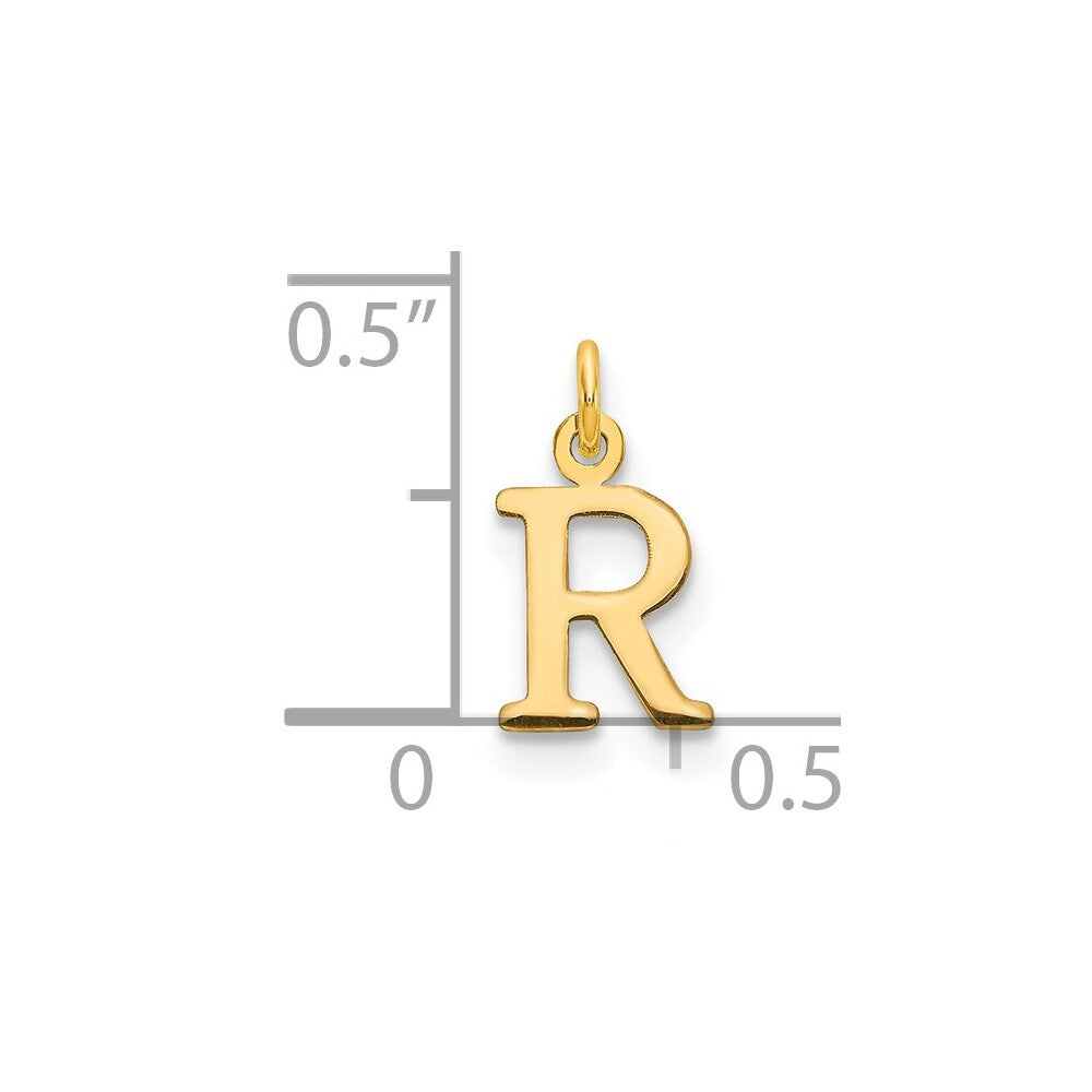 14k Yellow Gold Cutout Letter R Initial Pendant for Women