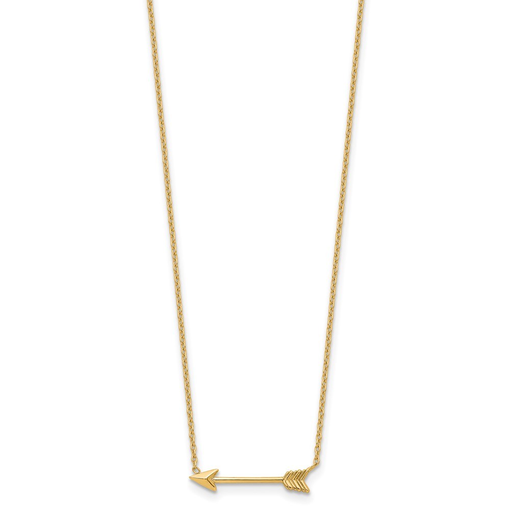 14k Yellow Gold Polished Arrow 17 inch Necklace