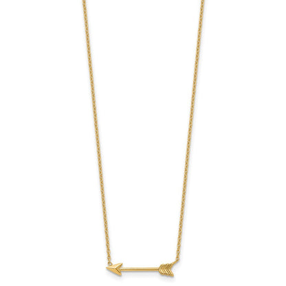 14k Yellow Gold Polished Arrow 17 inch Necklace