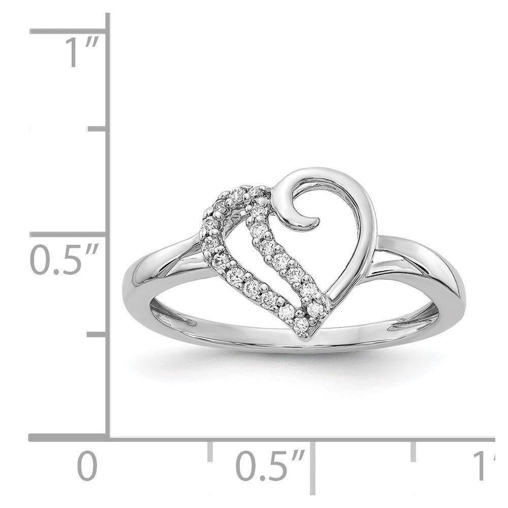 14k White Gold Diamond Heart Ring Size 6