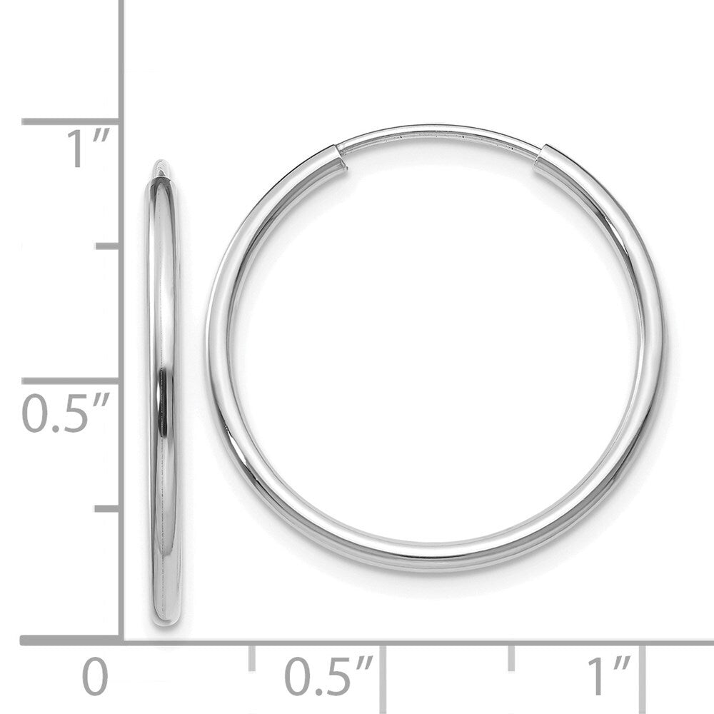 14k White Gold 1.5mm Polished Endless Hoop Earrings Gift for Women