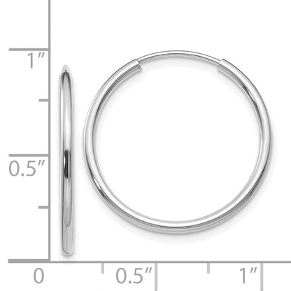 14k White Gold 1.5mm Polished Endless Hoop Earrings Gift for Women