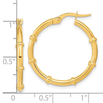 14k Yellow Gold Polished and Fancy Hoop Earrings