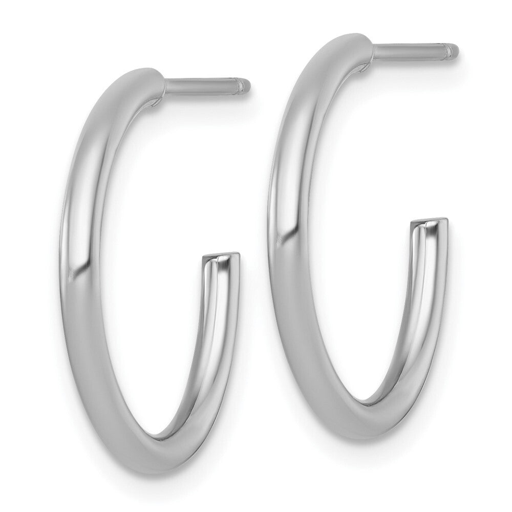 14k White Gold Polished 2.0 x 20mm Tube C-Hoop Earrings Gift for Women
