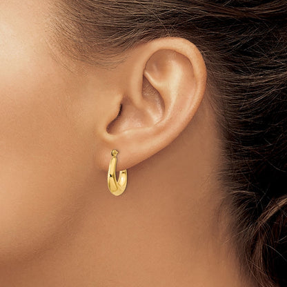 14k Yellow Gold Polished Oval Hollow Hoop Earrings
