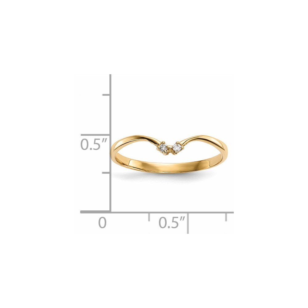 14K Yellow Gold 2-stone CZ Wrap Ring Size 7