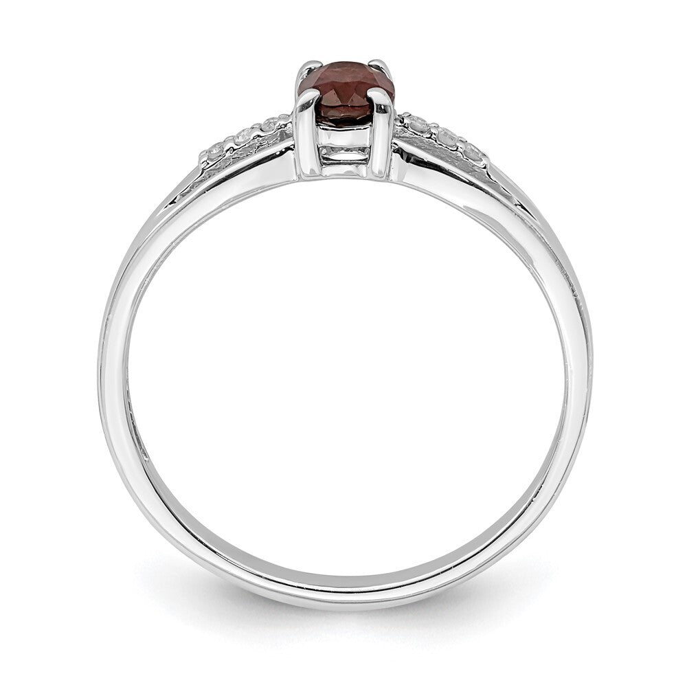 Sterling Silver Rhod-plated Diamond Garnet Ring Size 7