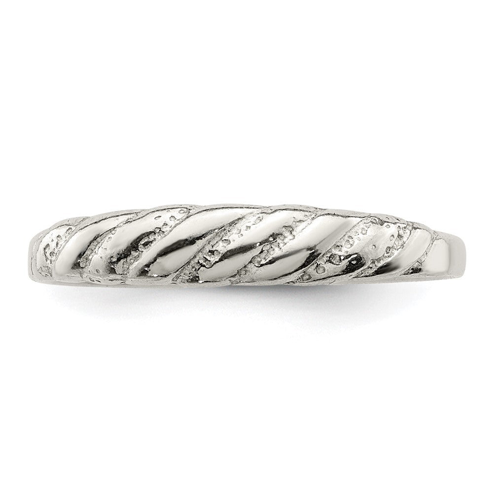 Sterling Silver Diamond-cut Twisted Ring Size 8