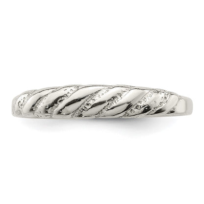 Sterling Silver Diamond-cut Twisted Ring Size 8