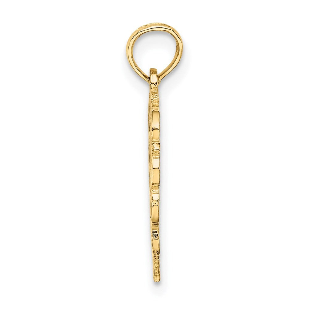 14k Yellow Gold Heart Script Letter G Initial Charm