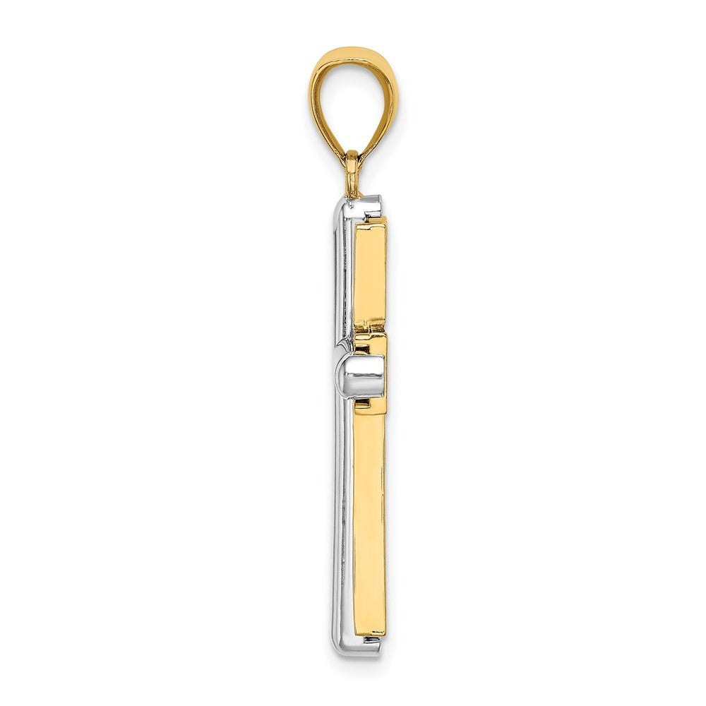 14K Two-Tone Gold Beveled Cross Charm