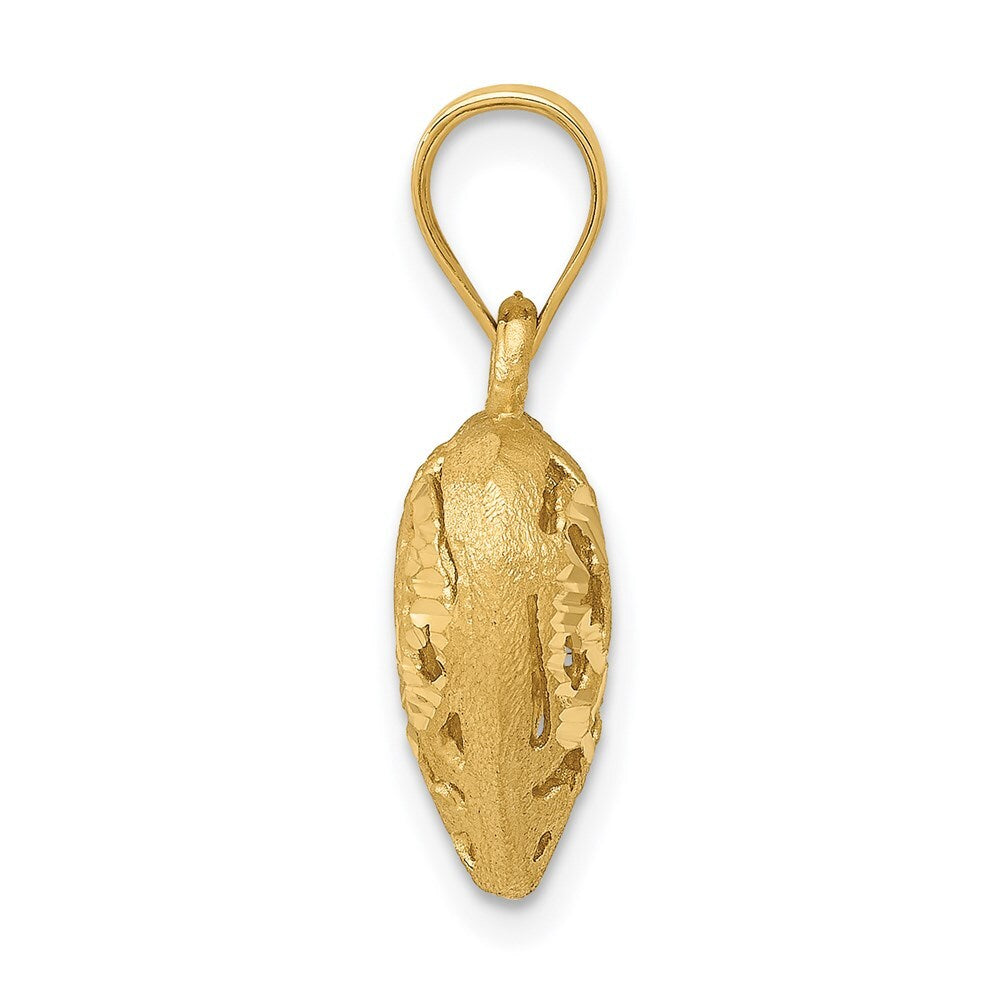 14k Yellow Gold Polished 3-D Filigree Puffed Heart Pendant for Women