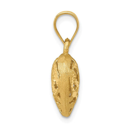 14k Yellow Gold Polished 3-D Filigree Puffed Heart Pendant for Women
