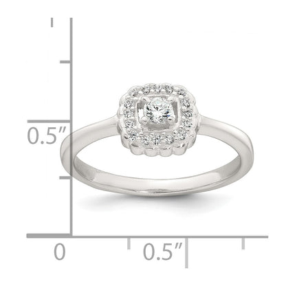 Sterling Silver Polished Halo CZ Ring Size 7