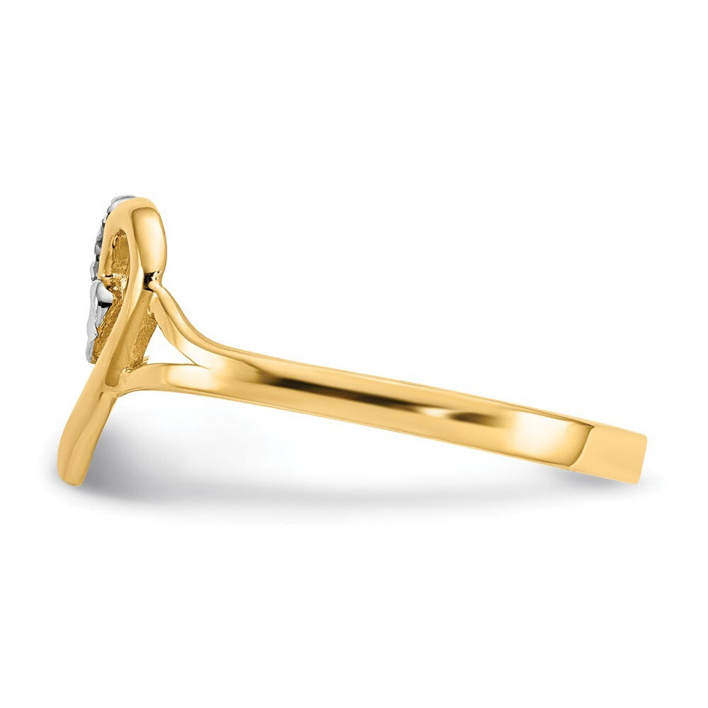 14K Yellow Gold and White Rhodium Polished Heart Ring