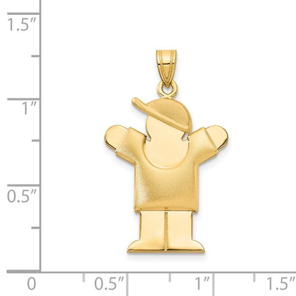14k Yellow Gold Puffed Boy w Hat on Right Engravable Charm
