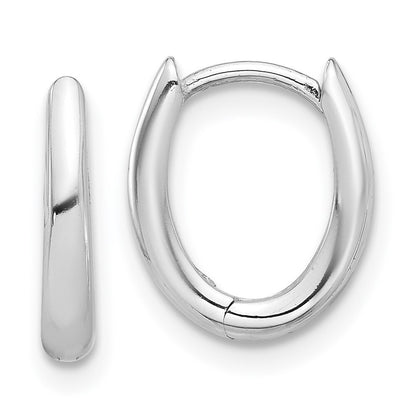 14K White Gold Polished Oval Hinged Hoop Earrings Gift for Women