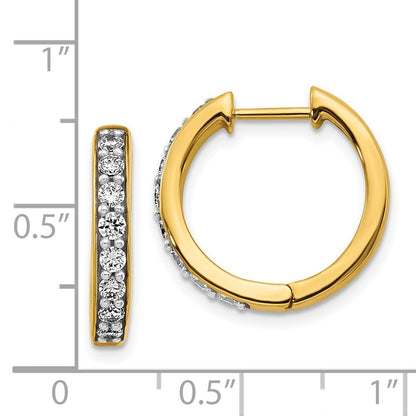 14k Yellow Gold Diamond Hinged Hoop Earrings