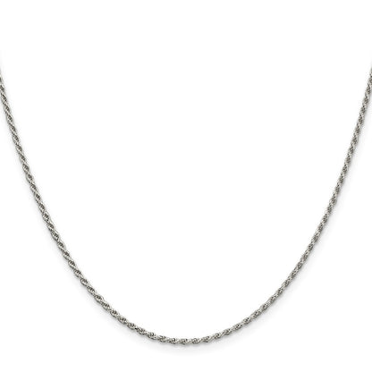 Sterling Silver 1.7mm Diamond-cut Rope Chain Necklace