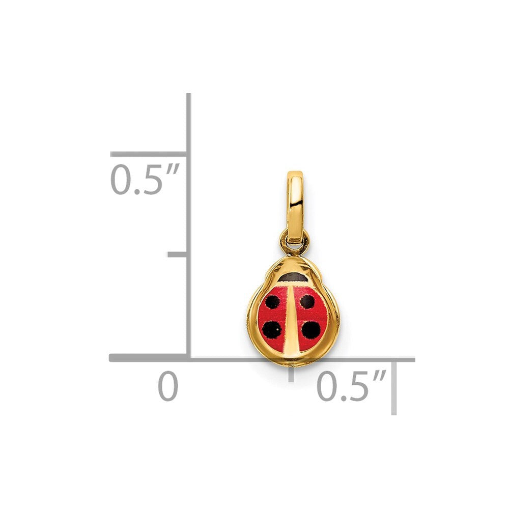 14k Yellow Gold Enamel Ladybug Charm Pendant for Women
