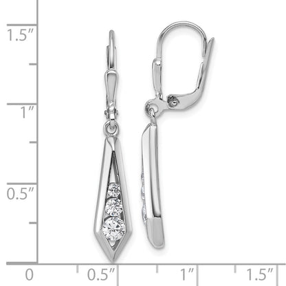 Sterling Silver Polished Fancy Cubic Zirconia Kite-shaped Leverback Earrings