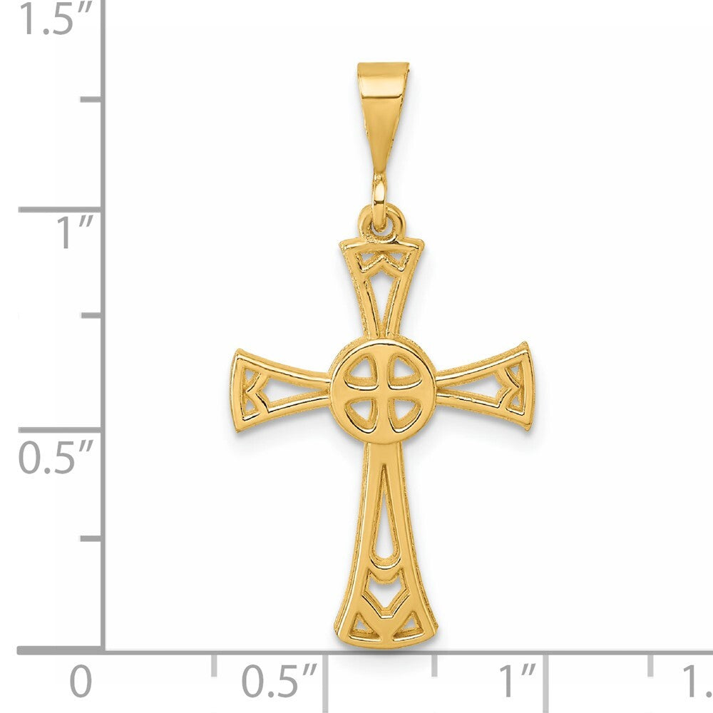 14k Yellow Gold Polished Cross Pendant