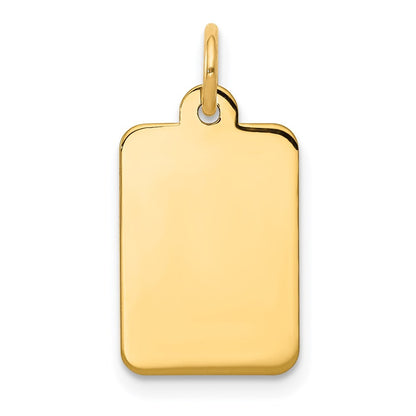 14k Yellow Gold Plain .027 Gauge Rectangular Engravable Disc Charm Pendant