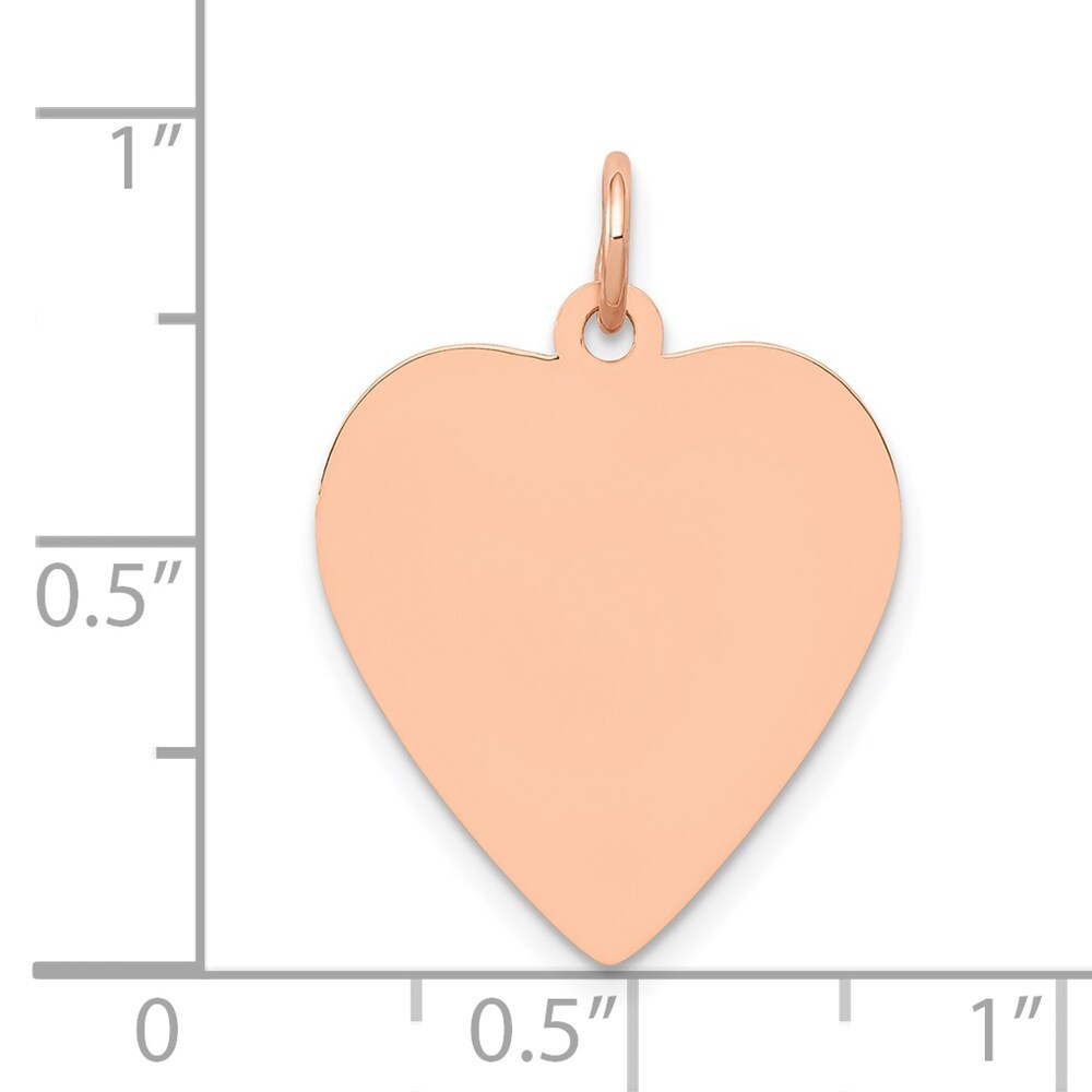 14k Rose Gold Rose Polished Heart Shaped Disc Pendant for Women