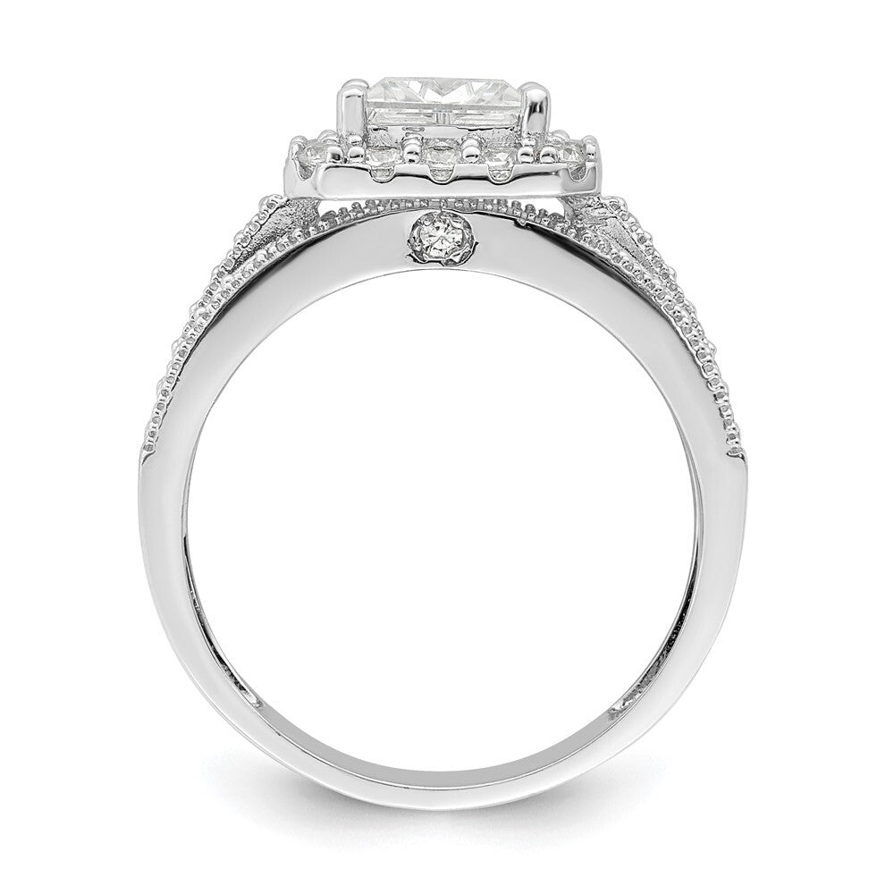 Sterling Silver Rhodium plated CZ 3 piece Bridal Ring Set Size 7