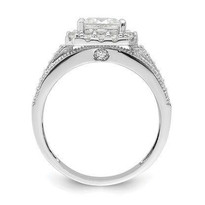 Sterling Silver Rhodium plated CZ 3 piece Bridal Ring Set Size 7