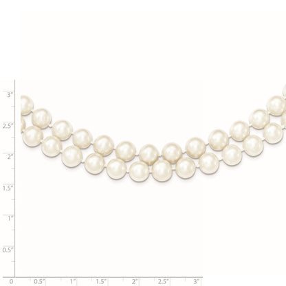 Sterling Silver 7.5-8.5mm White Semi-Round Cultured Pearl 2-Strand 17" Necklace