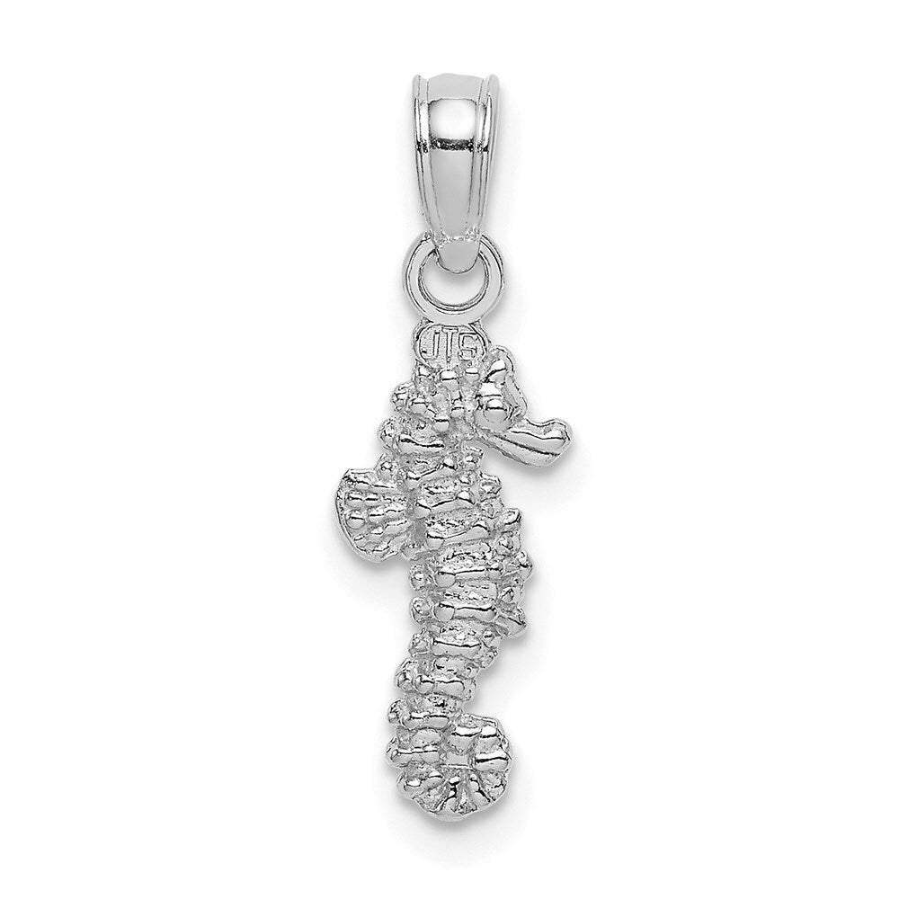 14k White Gold 3-D Mini Seahorse Charm Pendant for Women