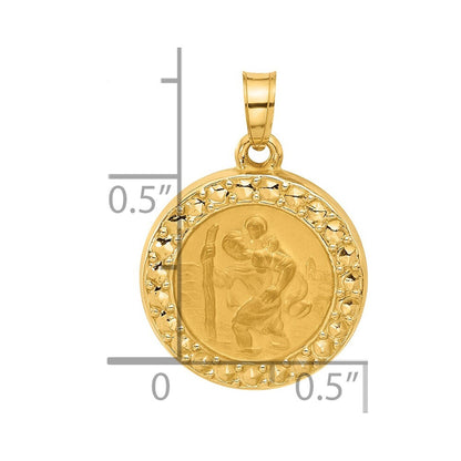 14k Yellow Gold Hollow St. Christopher Medal Pendant for Women