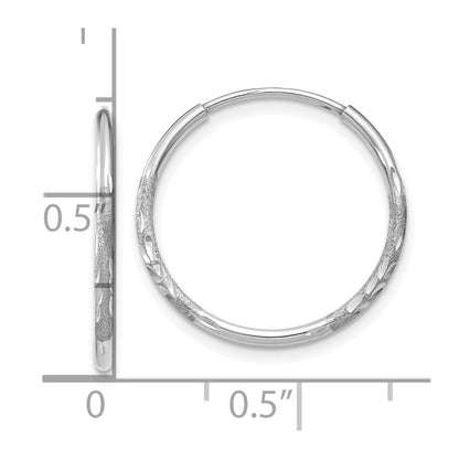 14K White Gold 1.25mm Diamond-cut Endless Hoop Earring Gift for Women